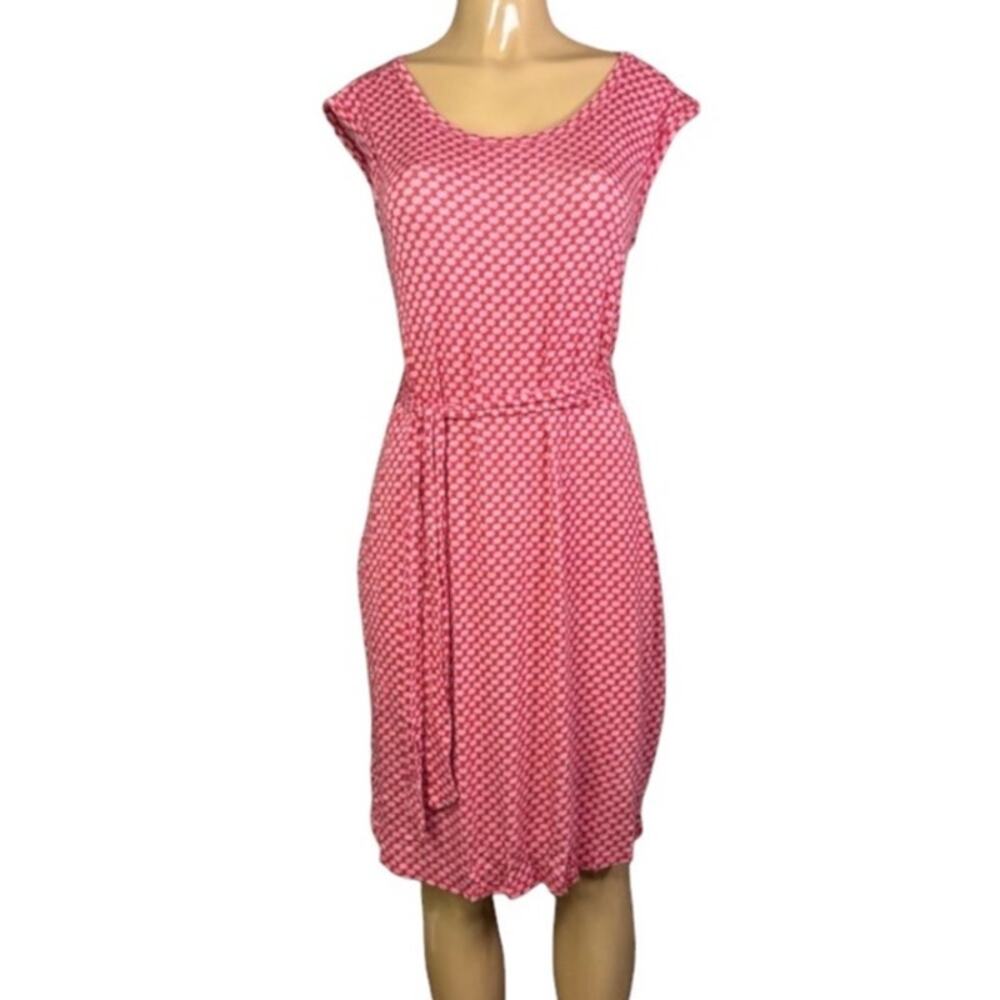 Woolworths Jersey Cap Sleeve Belted Dress Rust Orange White Size Small